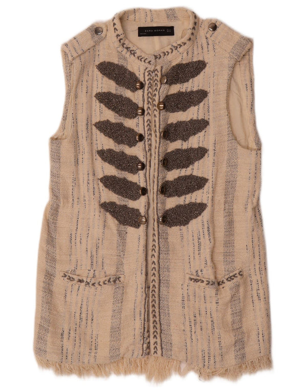 Zara Damen Offene Weste UK 12 Medium Beige
