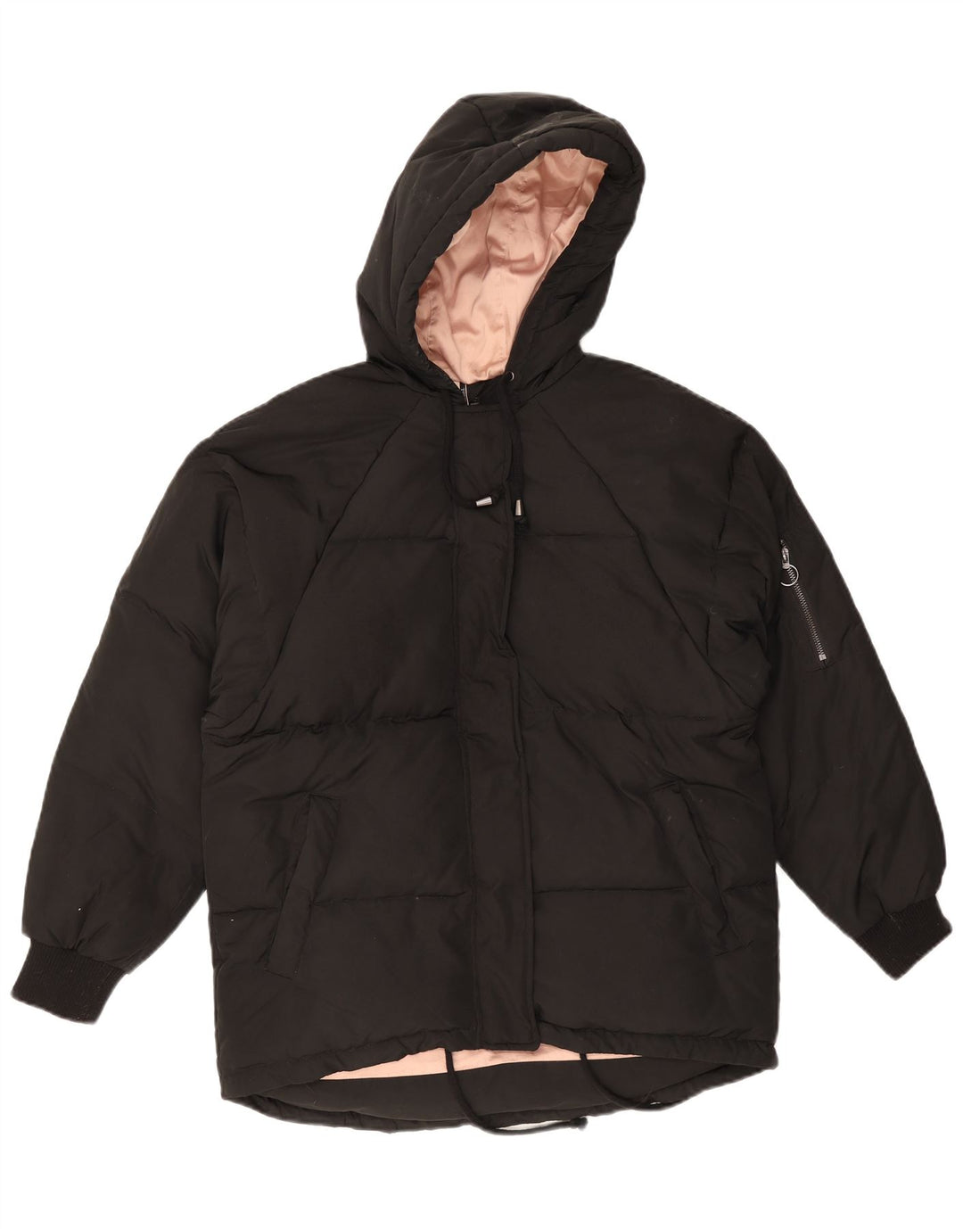 Topshop Damen-Kapuzen-Übergröße, gepolsterte Jacke, Größe S, Schwarz, Polyester