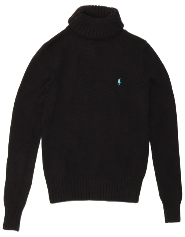 RALPH LAUREN Damen-Pullover mit Rollkragen, Gr. 8, Größe S, Schwarz, Baumwolle