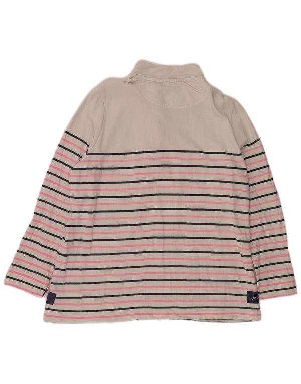 JOULES Damen-Sweatshirt mit Knopfkragen, UK 20 2XL, weiß gestreift