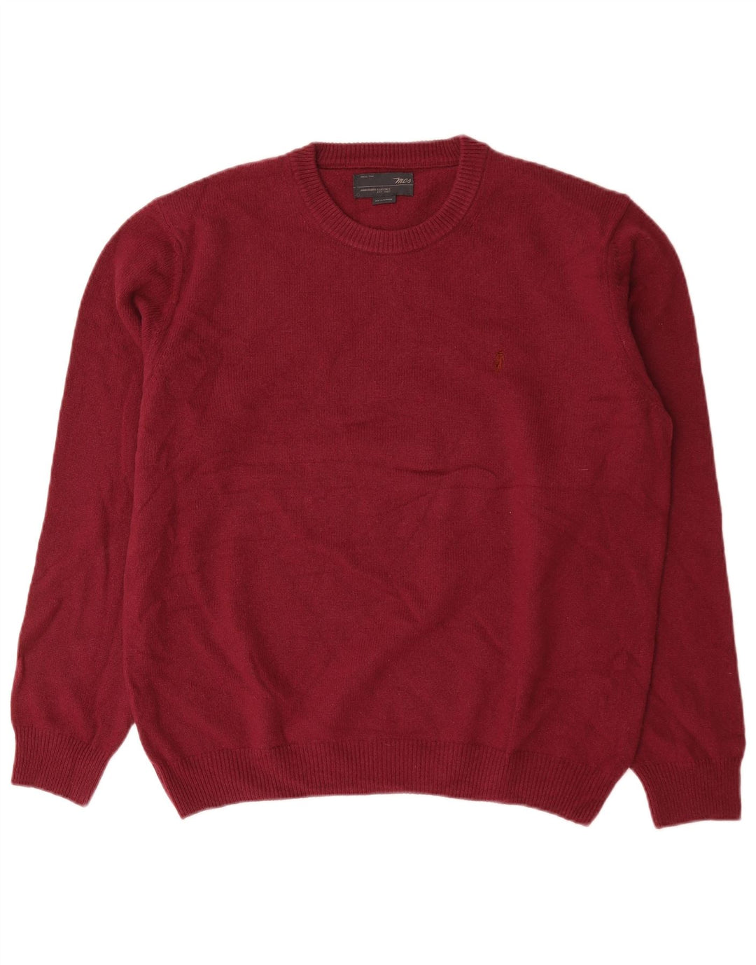Marlboro Classics Herren-Pullover mit Rundhalsausschnitt, 2XL, bordeauxrote Wolle