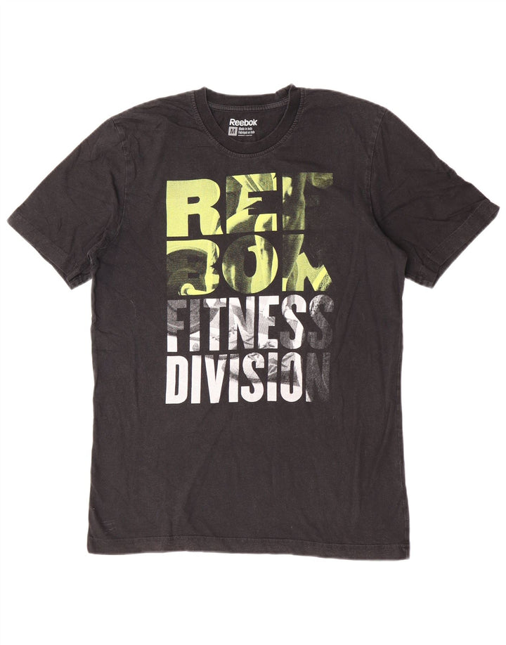 Reebok Herren Grafik T-Shirt Top Medium Schwarz Baumwolle