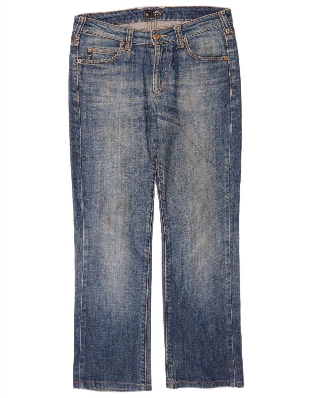 ARMANI Damen Indigo Straight Jeans W27 L28 Blaue Baumwolle