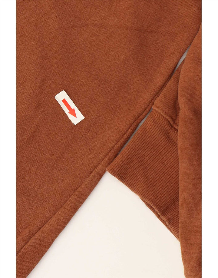 Marks & Spencer Herren-Sweatshirt mit Reißverschluss am Hals, groß, braune Baumwolle