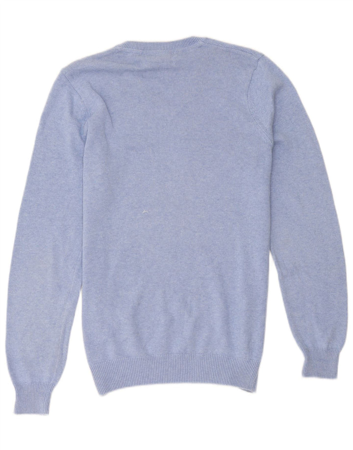 Marks & Spencer Herren-Pullover mit V-Ausschnitt, Größe S, blaue Baumwolle