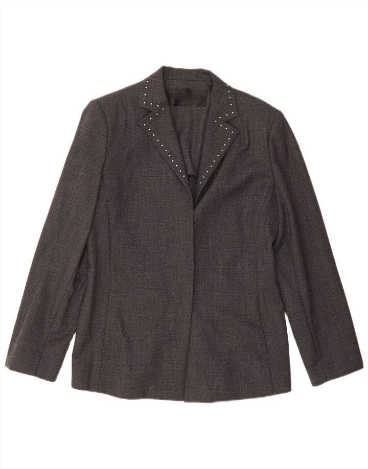 Pancaldi & B Offene Blazerjacke für Damen IT 46 Große graue Schurwolle