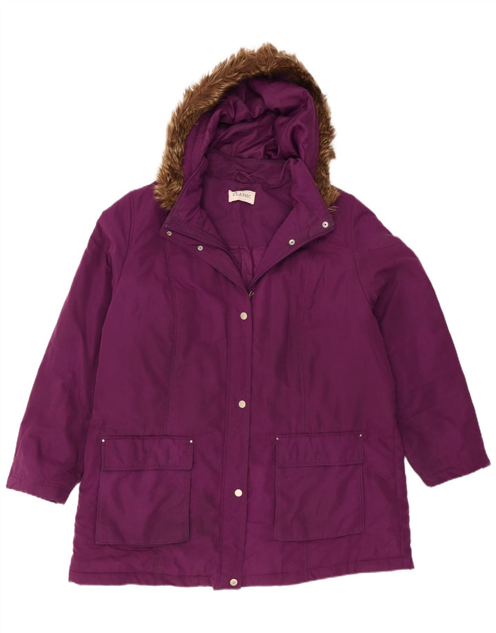 Marks & Spencer Damen Parka mit Kapuze, UK 20 2XL, Lila, Polyester