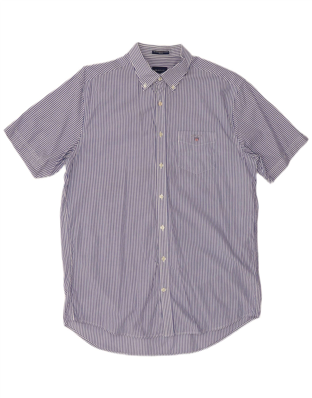 GANT Herren-Hemd mit normaler Passform, Größe 41/42, 16 1/2, große marineblaue Nadelstreifen