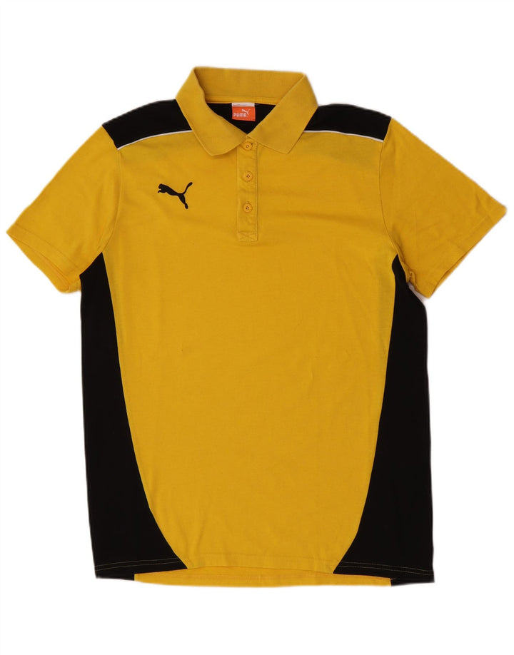 Puma Herren-Poloshirt, großes gelbes Colourblock-Polyester