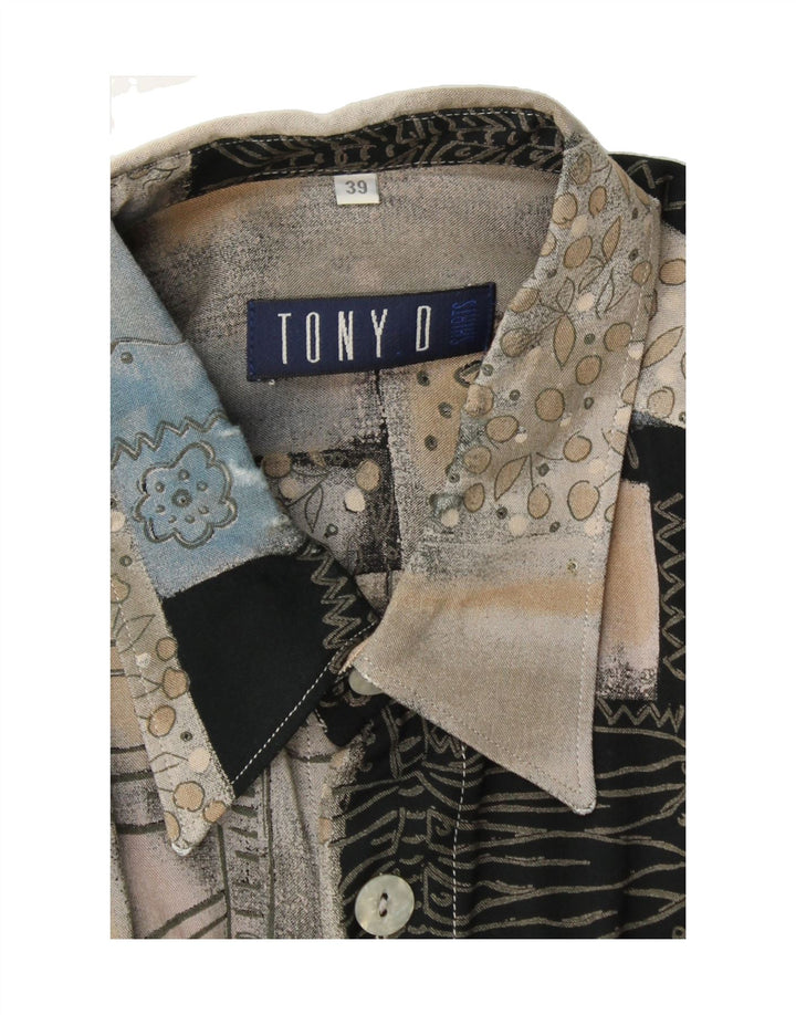TONY. D Mens Abstract Pattern Shirt Size 39 Small Multicoloured Patchwork Vintage Tony. D and Second-Hand Tony. D from Messina Hembry 