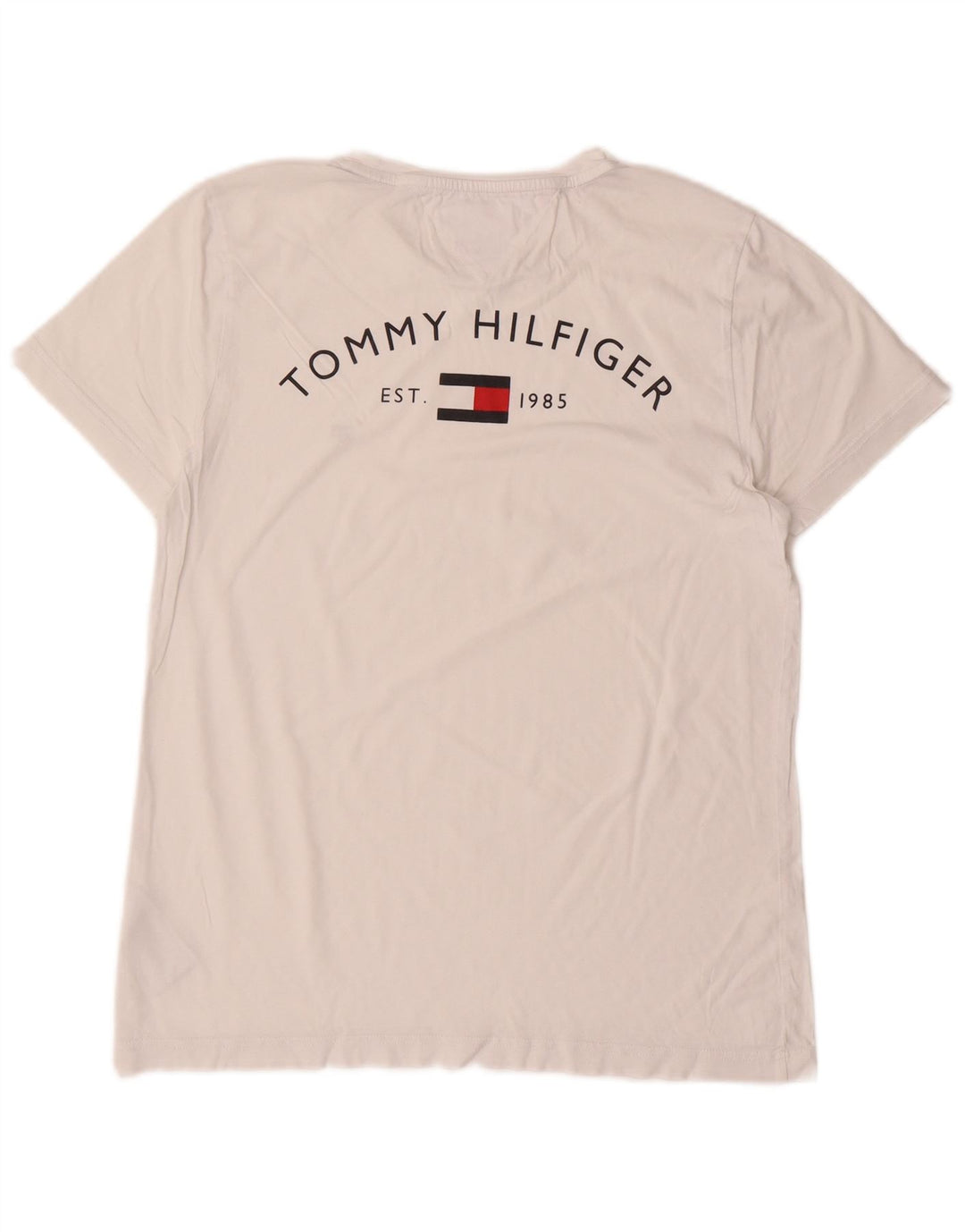 TOMMY HILFIGER Mens Graphic T-Shirt Top Medium White Cotton