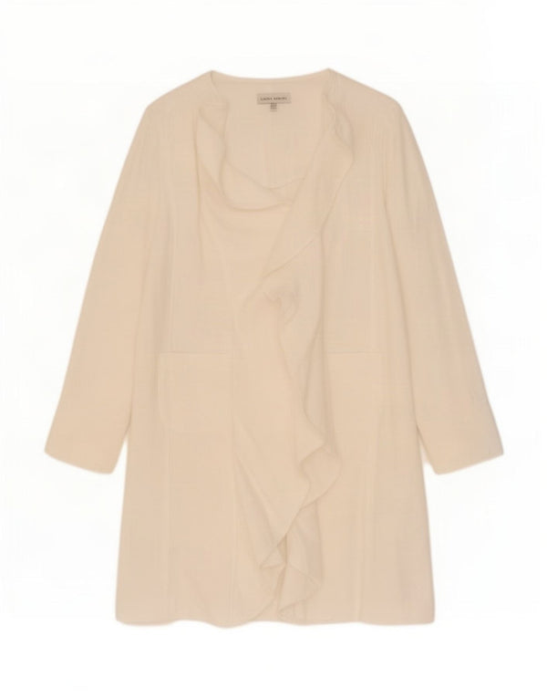 Laura Ashley Damen-Longline-Cardigan-Oberteil, UK-Größe 14, Größe L, weißes Leinen