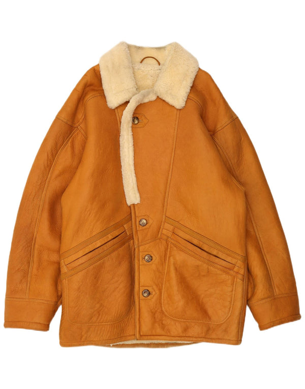 Vintage Herren Shearling Jacke IT 48 Mittelbraun