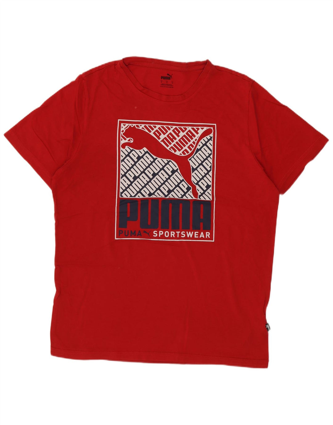 Puma Herren Grafik-T-Shirt-Oberteil aus mittelroter Baumwolle