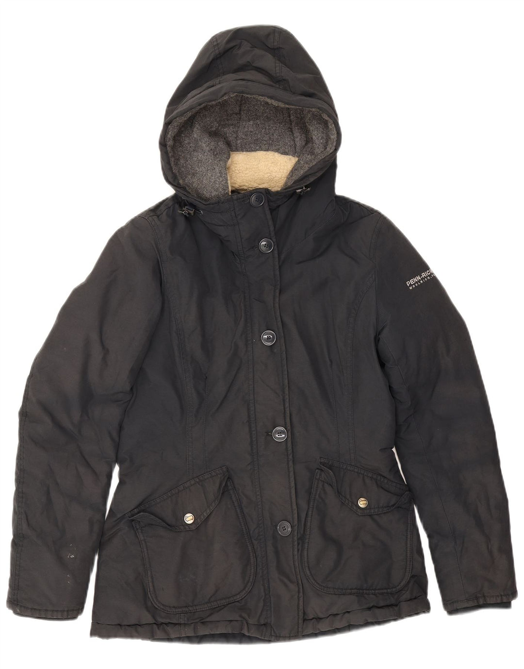 Woolrich Damen-Windbreakerjacke mit Kapuze, UK 10, Größe S, Schwarz