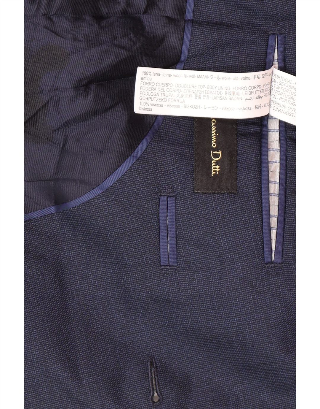 Massimo Dutti Herren-Blazer-Jacke, EU 50, mittleres Marineblau mit Hahnentrittmuster