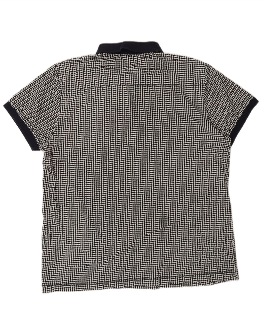 French Connection Herren-Poloshirt 2XL, schwarze Baumwolle mit Hahnentrittmuster