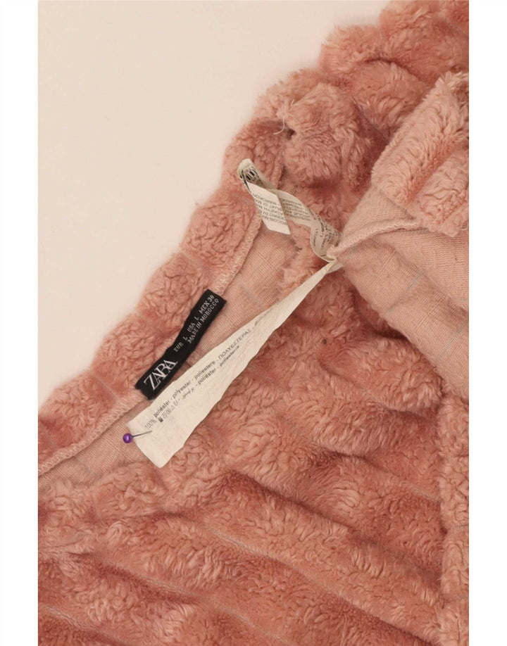 Zara Damen Crop Oversized Sweatshirt Pullover UK 16 Large Rosa Polyester