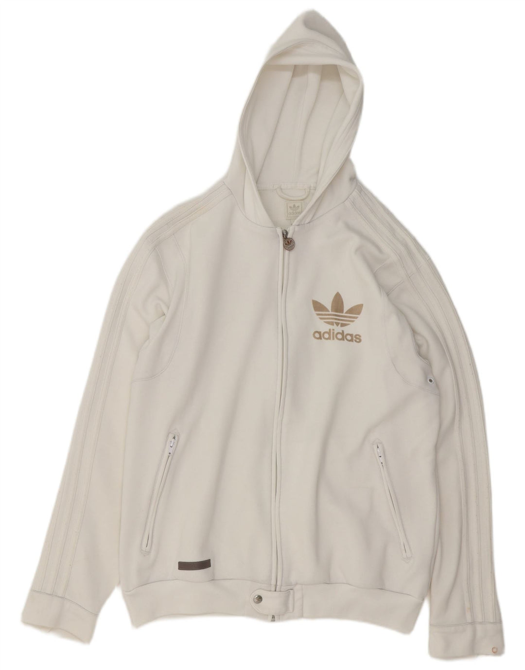Adidas Herren Zip Hoodie Pullover XL Weiß Polyester