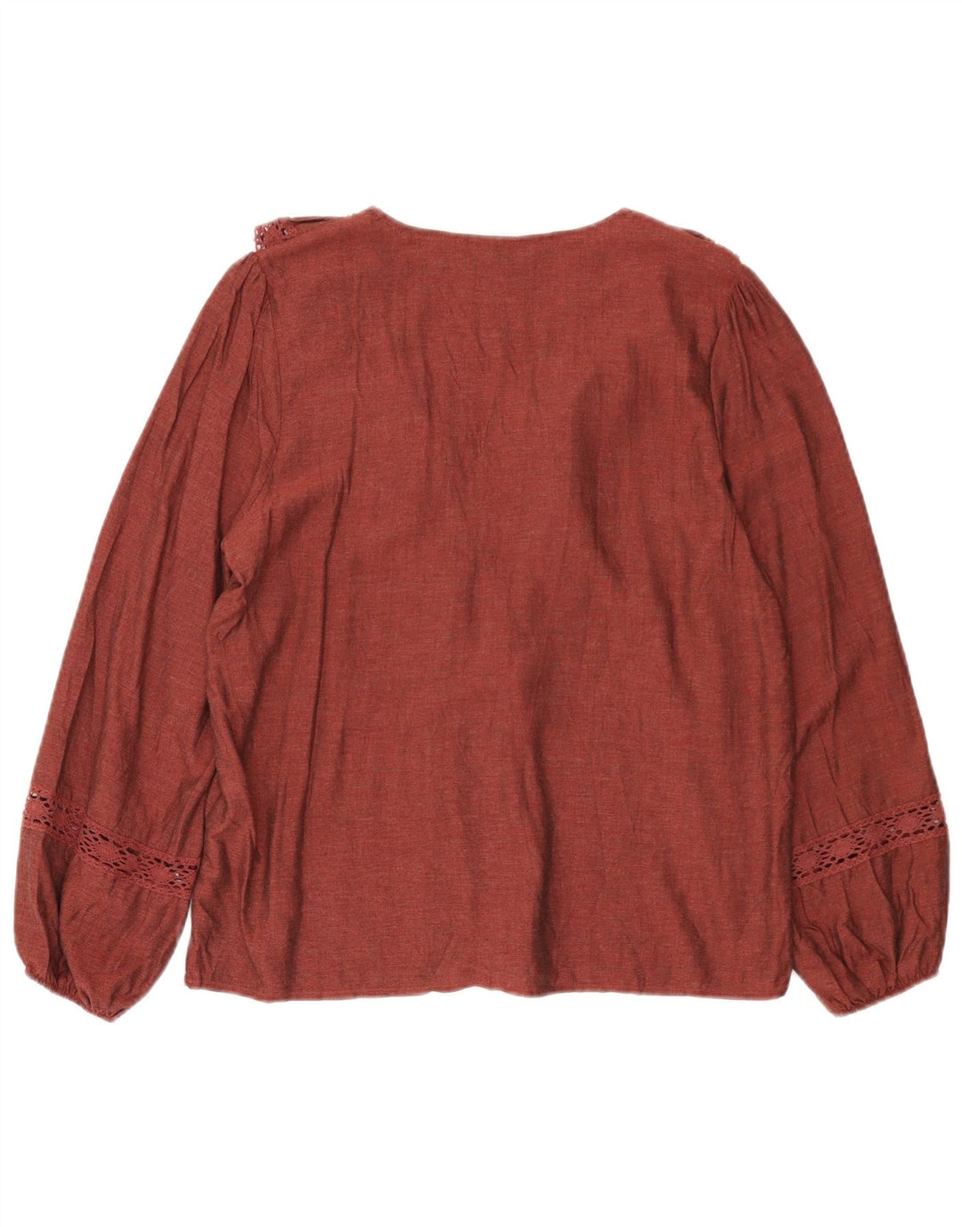 Zara Womens Rüschen vorne übergroße Bluse Top UK 10 kleine rote Viskose