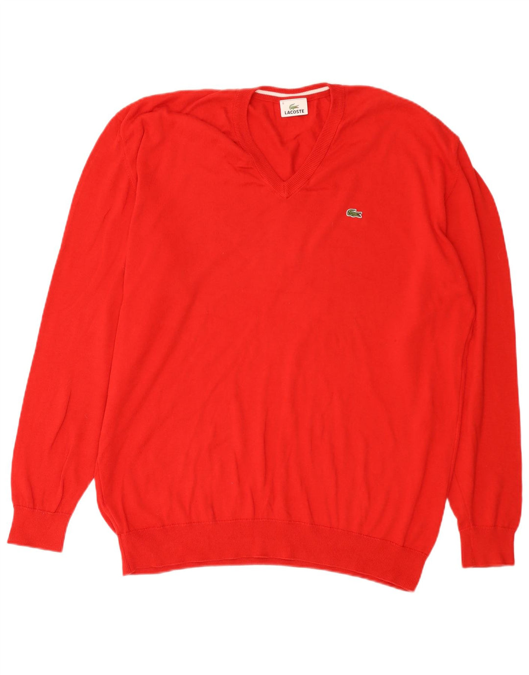 Lacoste Herren-Pullover mit V-Ausschnitt, Größe 8 3XL, rote Baumwolle