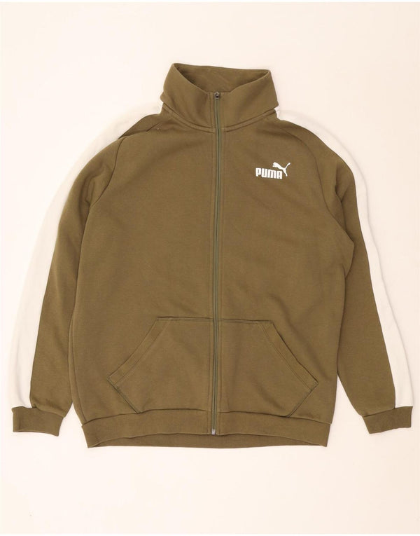 PUMA Herren-Trainingsanzug-Oberteil, Jacke, groß, Khaki, Colourblock-Baumwolle