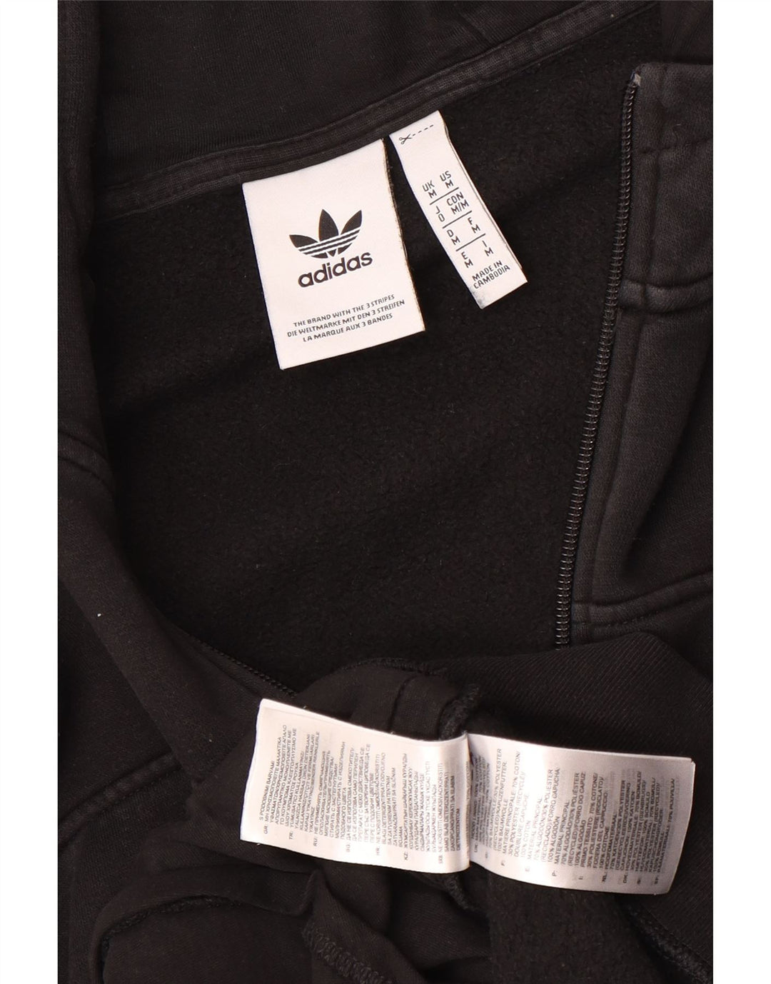 Adidas Herren-Kapuzenpullover mit Reißverschluss, mittelschwarz, Baumwolle