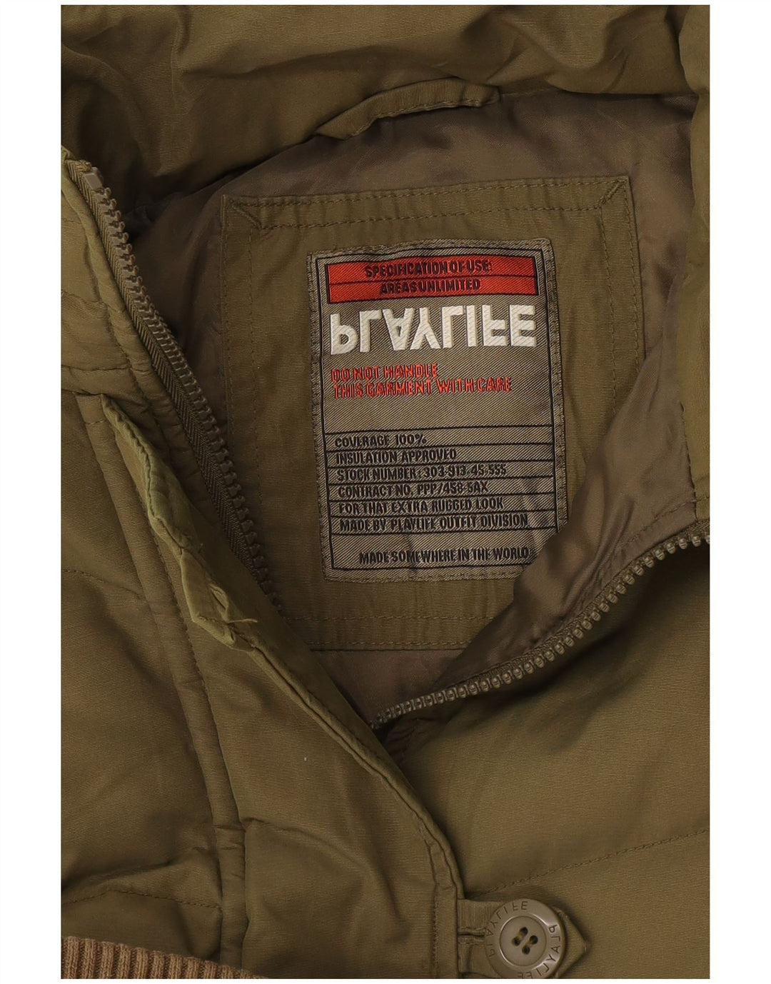 Playlife Wattierte Damenjacke mit Kapuze, UK 10, Größe S, Khaki
