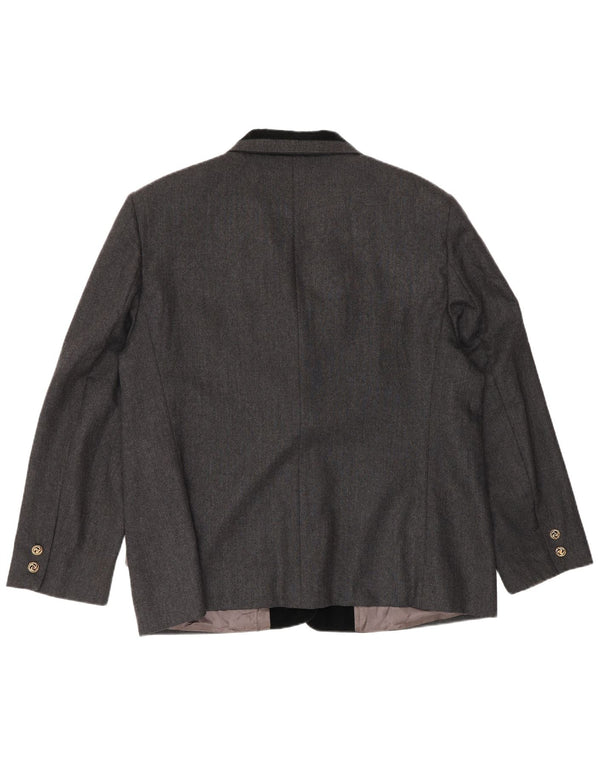 Roccobarocco Damen 3-Knopf-Blazerjacke UK 18 XL Graue Colourblock-Wolle