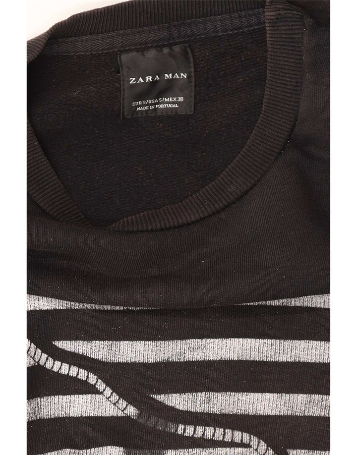 Zara Herren-Sweatshirt mit Grafik, Größe S, Schwarz