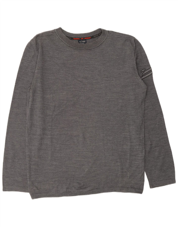 ARMANI JEANS Herren-Pullover mit Rundhalsausschnitt, 2XL, graue Wolle