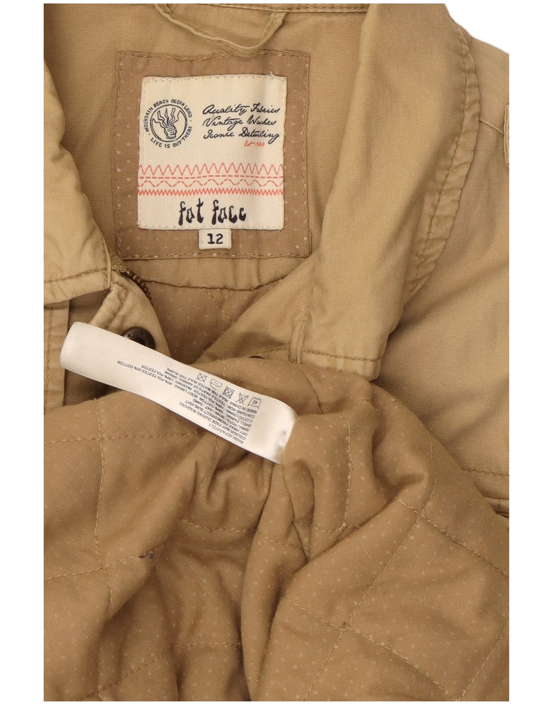 Fat Face Damen-Militärjacke, UK 12, mittelbeige Baumwolle