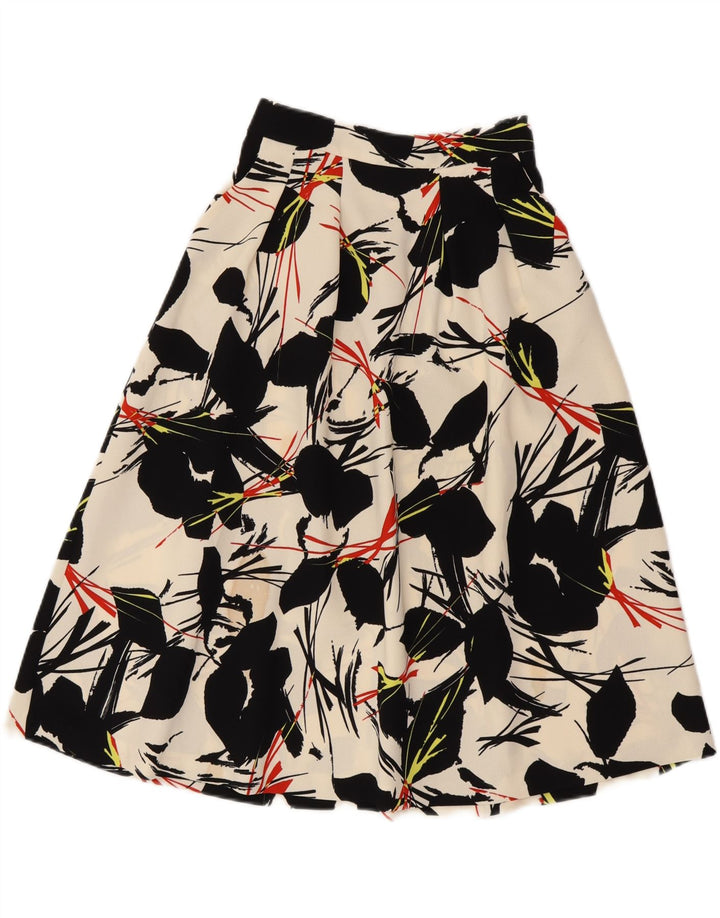 WAREHOUSE Damen A-Linienrock UK 6 XS W25 Off White Floral Polyester