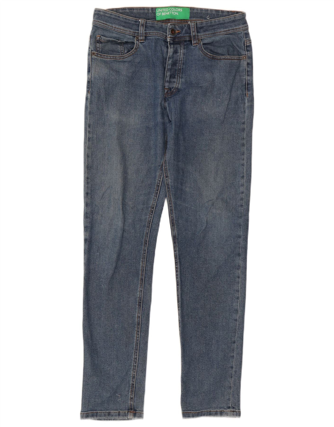 Benetton Herren Slim Jeans W31 L30 Blaue Baumwolle