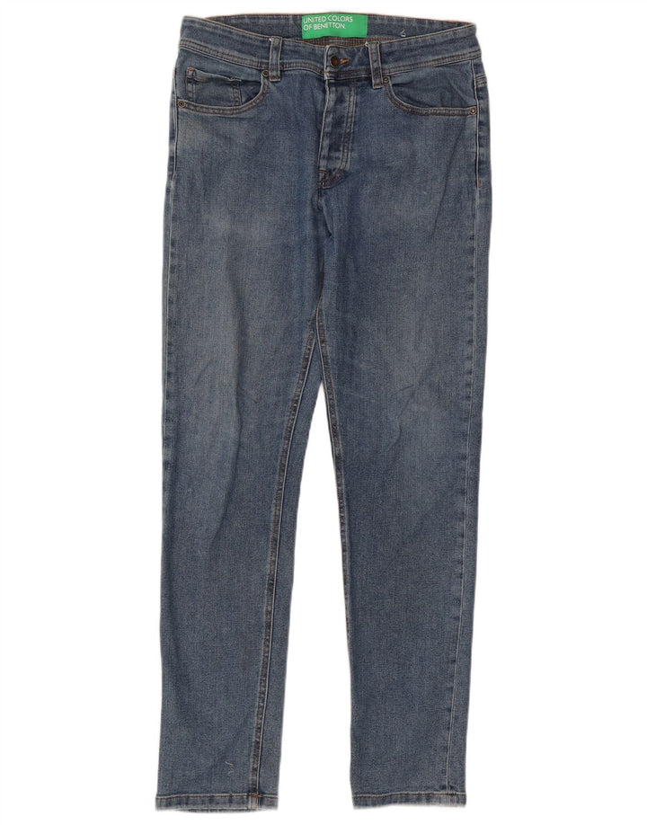 Benetton Herren Slim Jeans W31 L30 Blaue Baumwolle