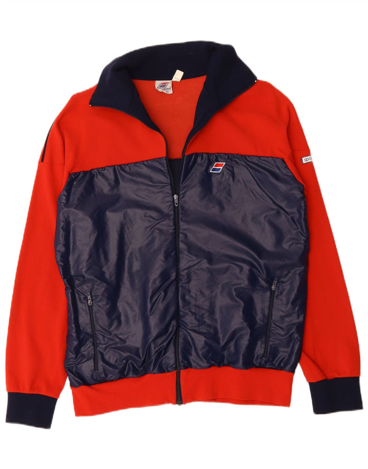 VINTAGE Herren-Trainingsanzug-Top-Jacke UK 40 Mittelrotes Colourblock-Polyamid