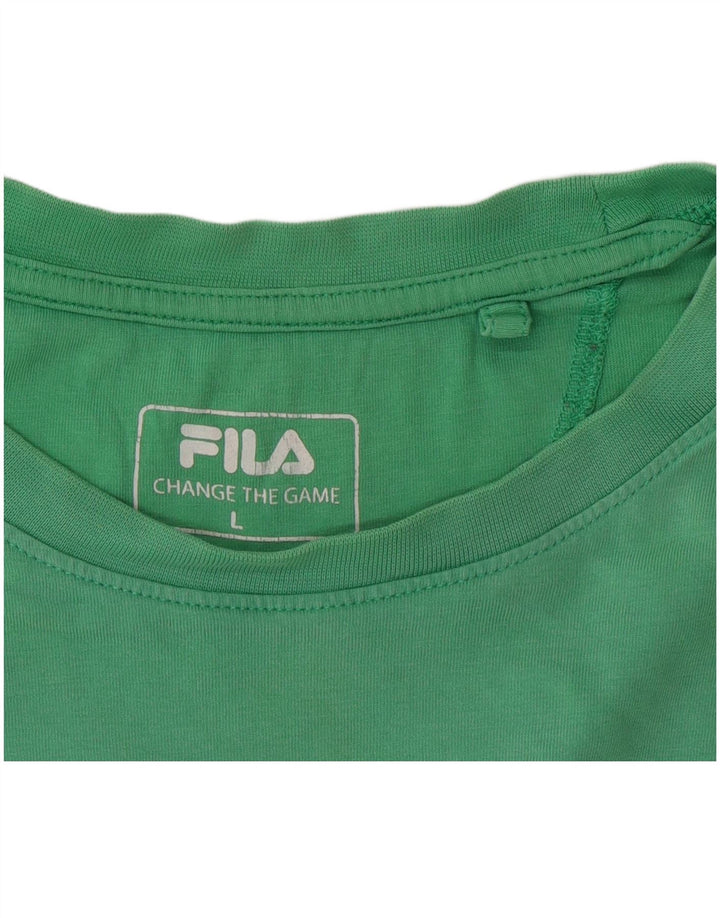FILA Mens Graphic T-Shirt Top Large Green Cotton