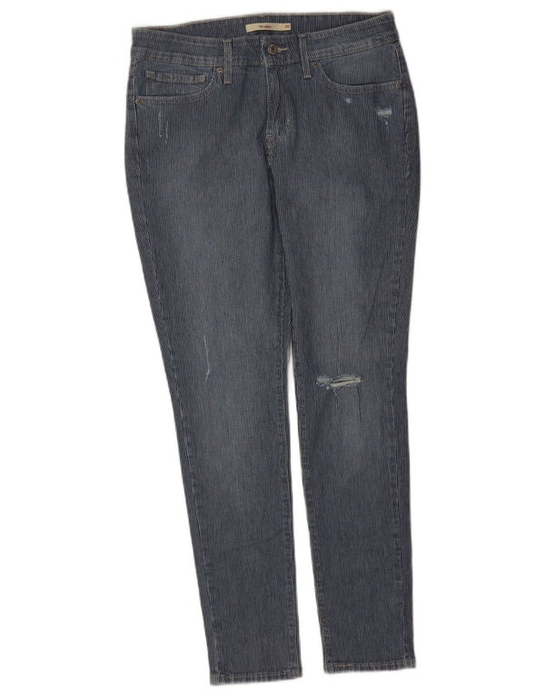 Levi's Damen 711 Distressed Skinny Jeans W30 L29 blau gestreift Baumwolle