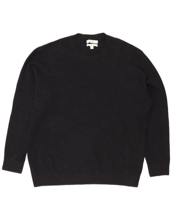 Marks & Spencer Herren-Pullover mit Rundhalsausschnitt, 3XL, schwarze Baumwolle