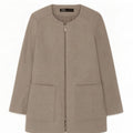 Zara Damen-Blazer mit durchgehendem Reißverschluss, UK 12, mittelgraue Baumwolle