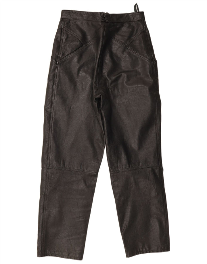 Vintage Damen Lederhose W28 L30 Schwarz