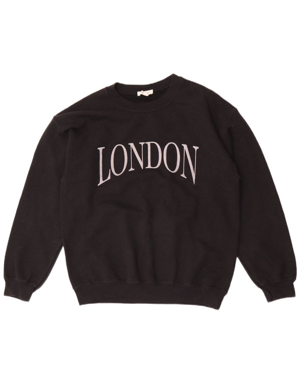 Topshop Damen London Graphic Sweatshirt Pullover UK 14 Medium Schwarz