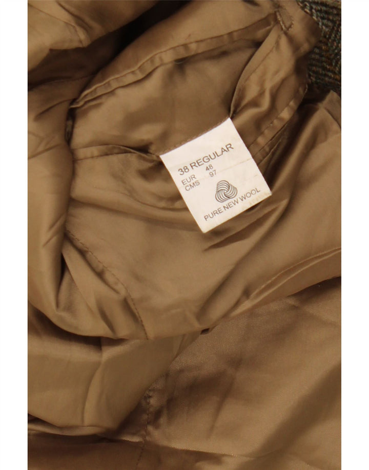 Vintage Herren 3-Knopf-Blazerjacke UK 38 Mittelbraunes Fischgrätenmuster