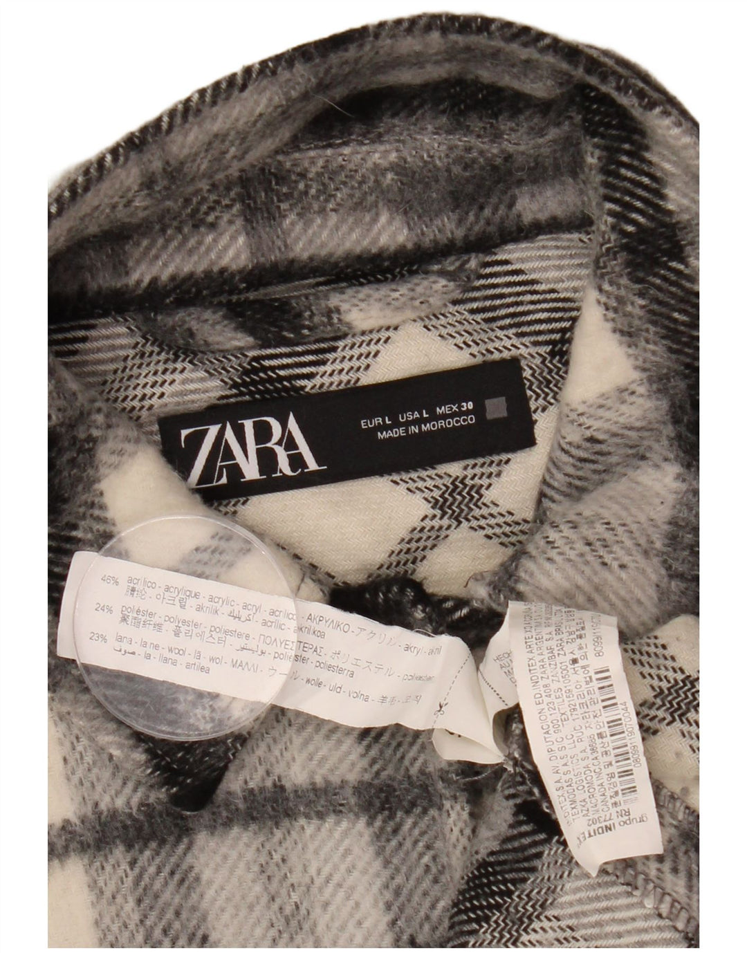 Übergroßes Overshirt-Flanellhemd von ZARA für Damen, Gr. 16, groß, schwarz kariert