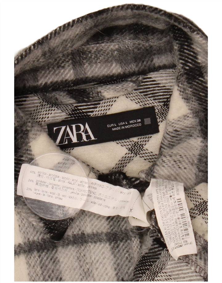 Übergroßes Overshirt-Flanellhemd von ZARA für Damen, Gr. 16, groß, schwarz kariert