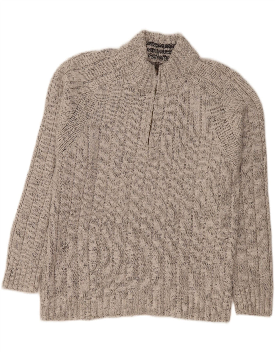 Marks & Spencer Herren-Pullover mit Reißverschluss am Hals, großes, grau meliertes Acryl