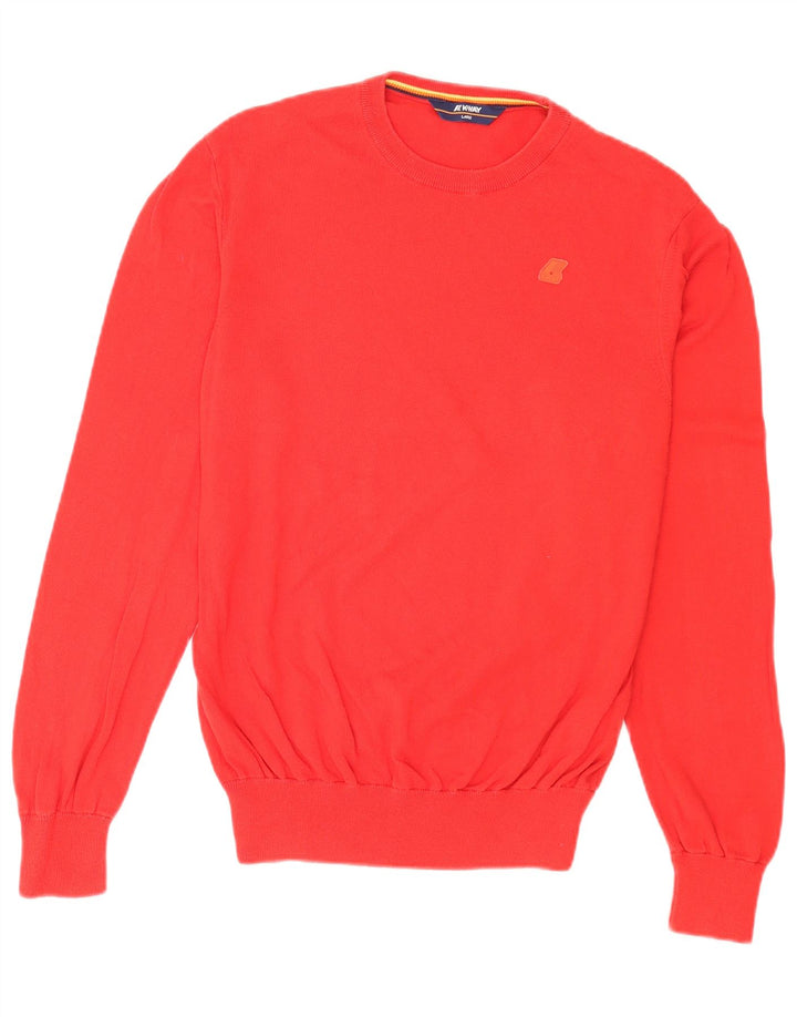 K-Way Herren-Pullover mit Rundhalsausschnitt, Größe L, aus roter Baumwolle