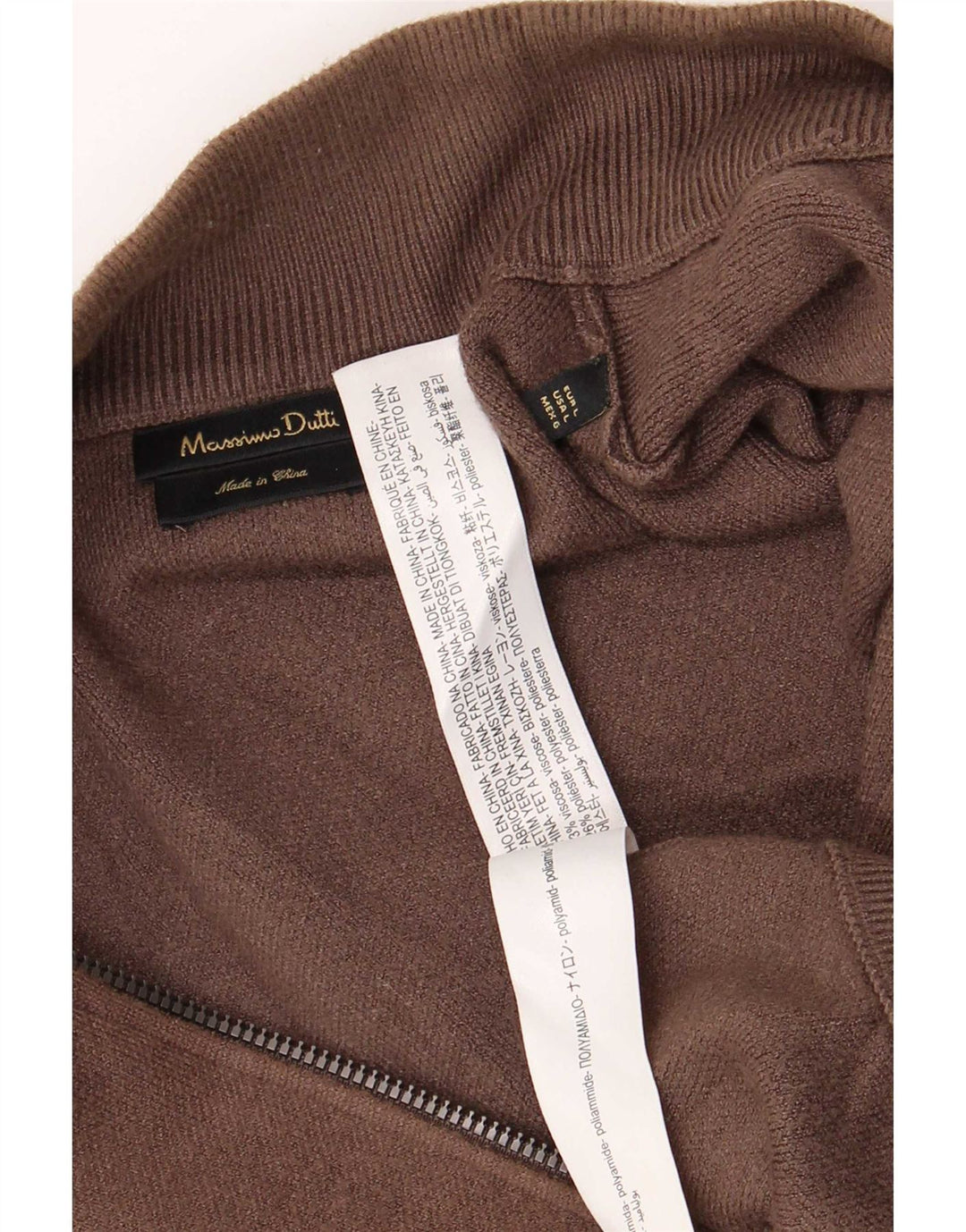 Massimo Dutti Herren-Strickjacke, groß, braune Viskose