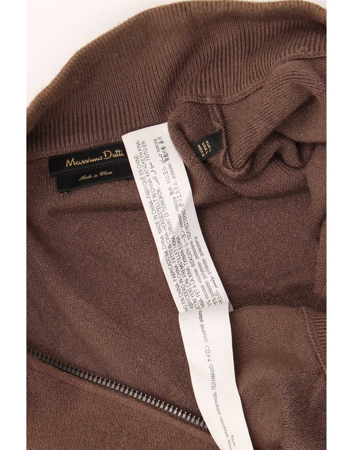 Massimo Dutti Herren-Strickjacke, groß, braune Viskose