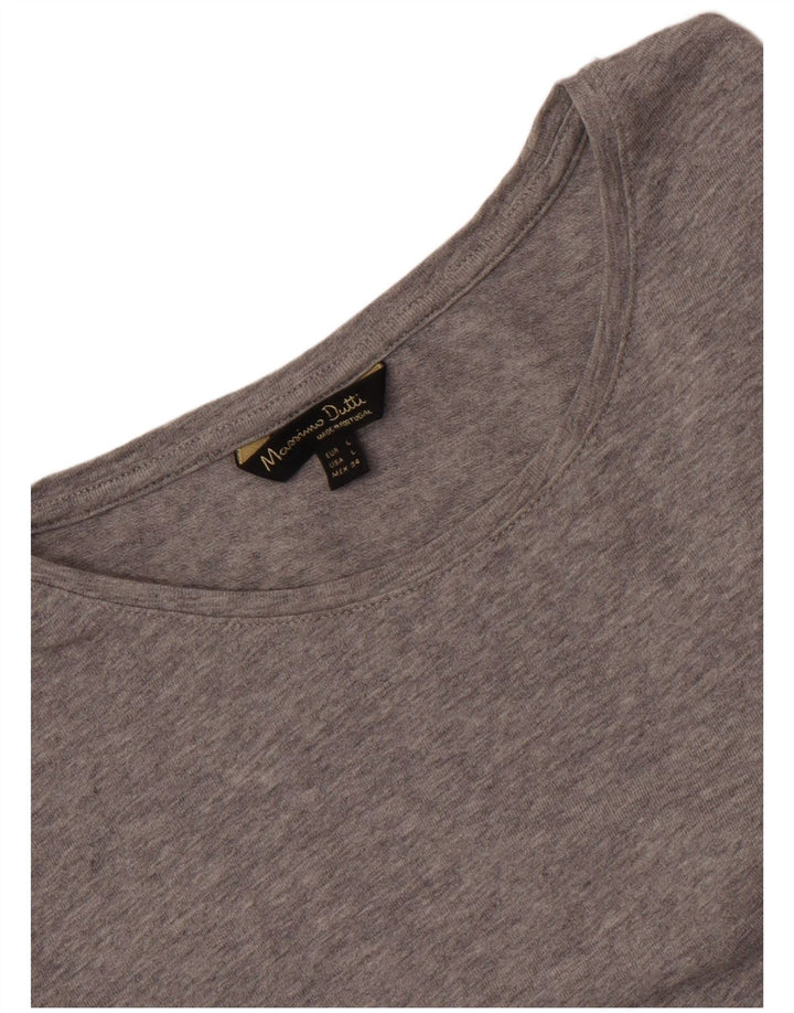Massimo Dutti Damen T-Shirt Top UK 14 Large Grau meliert